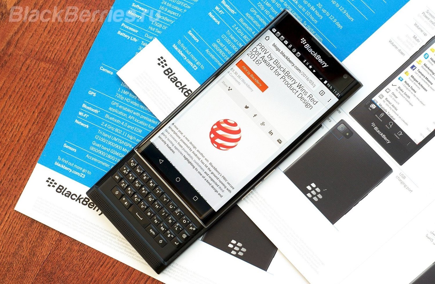 BlackBerry Priv with Red Dot award materials