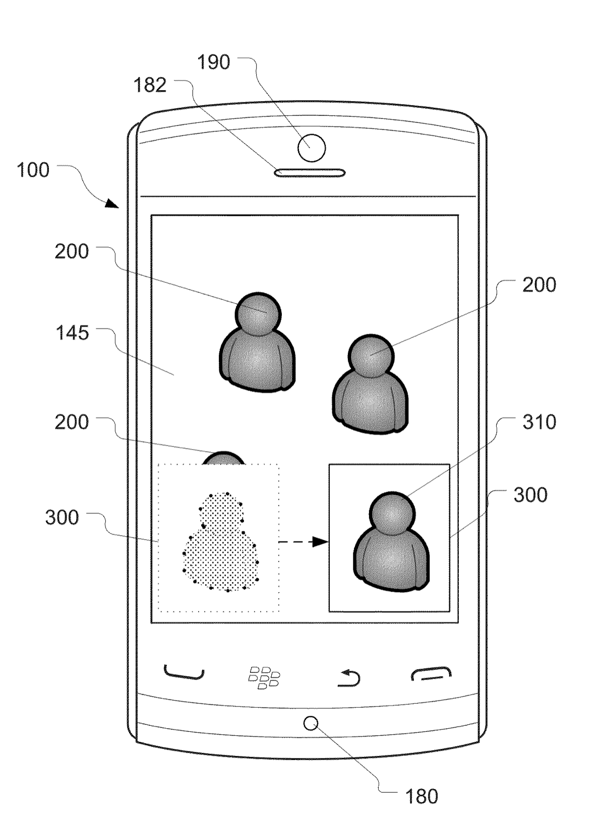 Patent drawing: Automatically relocating picture-in-picture window in video calls
