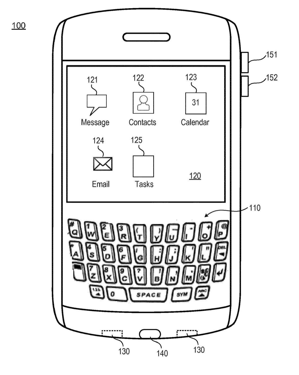 Patent drawing: Activation of a device with a capacitive keyboard