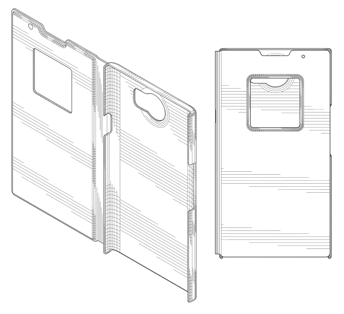 Patent drawing: Handheld electronic device bi-fold case