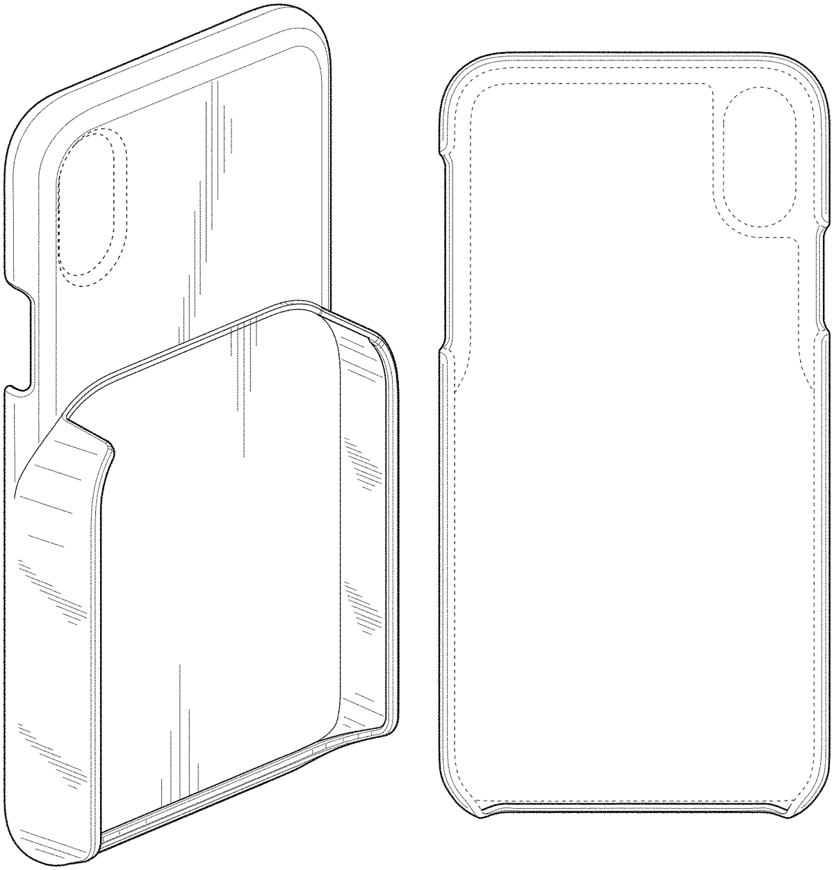 Patent drawing: Case for a phone and card reader